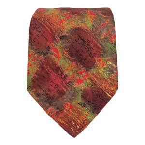 SANTOSTEFANO Multicolor Art Printed Silk Tie Made In Italy 59"/ 3".3/4 EX COND